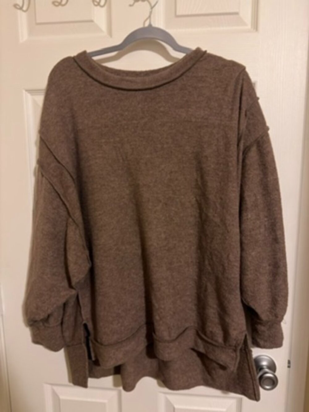 Zenana Oversized Exposed Seam Mocha Sweater 2X/3X NWOT